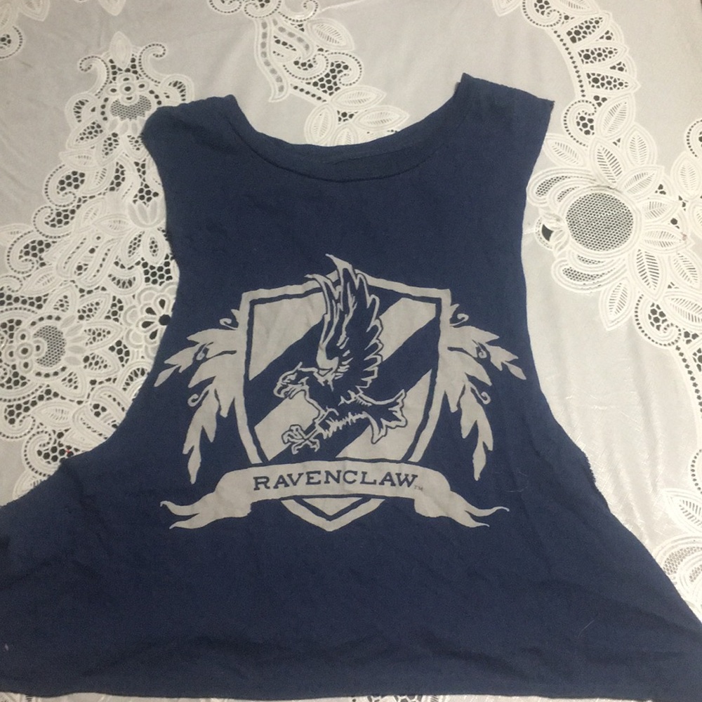 Navy blue cropped Ravenclaw muscle tank top
